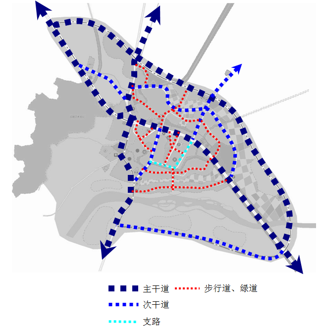 [四川]红色文化基地传统民居城镇规划景观方案文本-道路交通流线分析