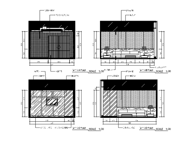 [福建]某集团现代风格办公室设计CAD施工图（含效果图）-【福建】某集团现代风格办公室设计CAD施工图（含效果图）立面图