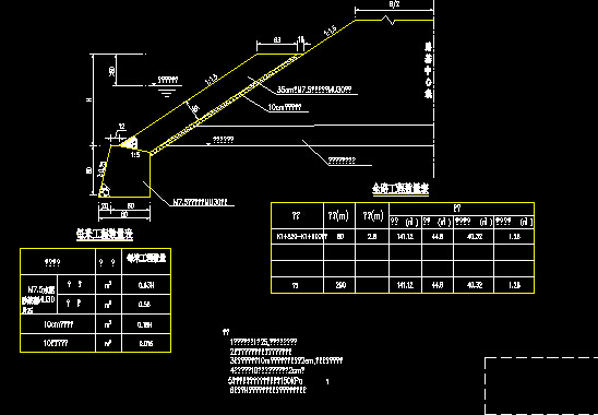 一幅路市政道路工程施工图设计121张（道路照明管线交通）-浸水浆砌片石护坡设计图