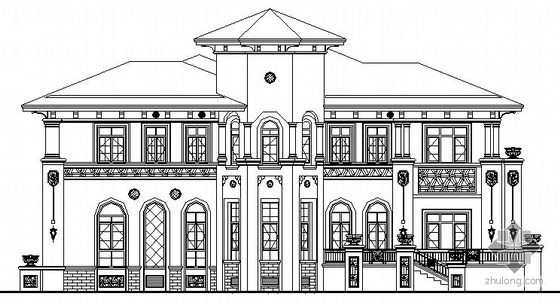 别墅三层中式方案图资料下载-某三层豪华别墅建筑方案图