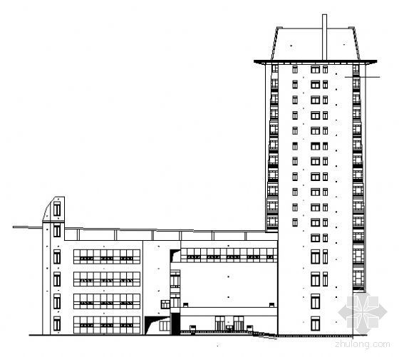 四星级酒店建筑设计资料下载-某四星级十六层酒店建筑方案图
