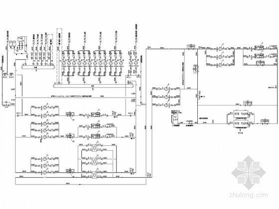 [上海]住宅小区能源中心设计施工图(冰蓄冷系统 供热系统 生活热水系统)-冰蓄冷系统原理图 