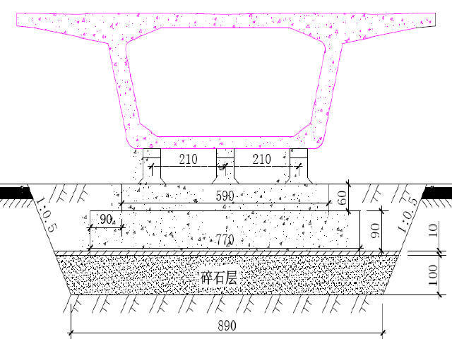 中铁制梁场工装设计图集CAD及结构检算培训资料（含勘察报告）-制梁台座端部基础