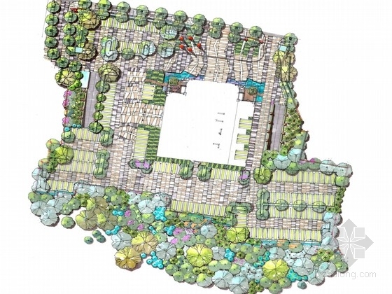 办公大厦规划资料下载-[武汉]花园式生态办公大厦景观规划设计方案