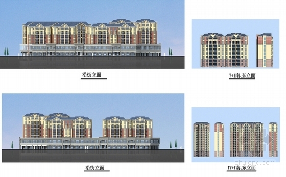 [河南]欧式风格住宅区规划方案文本(含CAD)-住宅区立面图