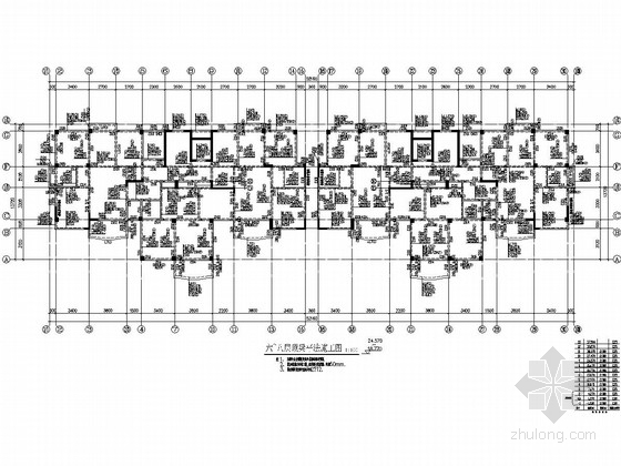 13层框架剪力墙结构住宅楼结构施工图-六~八层顶梁平法施工图 