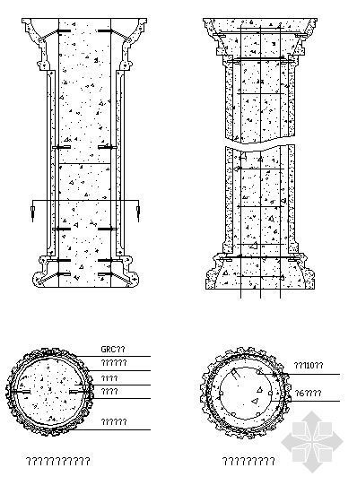 罗马柱cad节点资料下载-罗马柱安装节点图