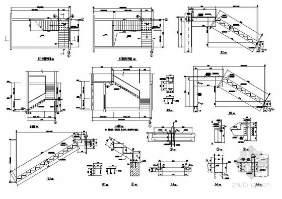 钢结构四折楼梯资料下载-两折钢楼梯构造详图