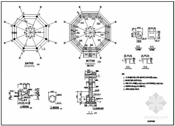 凉亭结构设计资料下载-法式凉亭结构节点详图