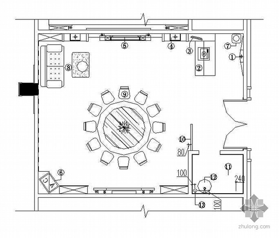餐饮空间的包间平面图资料下载-某餐厅包间装修施工图