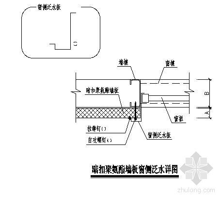 外墙泛水做法资料下载-暗扣聚氨酯墙板窗侧泛水详图