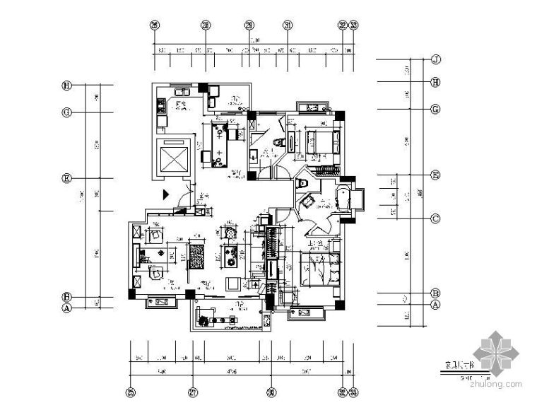 三室二厅家装效果图资料下载-132㎡三室二厅装修图(含效果)