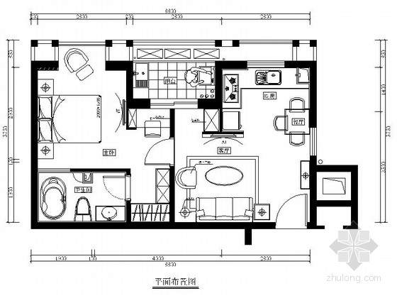 两室两厅设计说明资料下载-[福州]简约现代两居室样板间室内设计装修图（含效果）