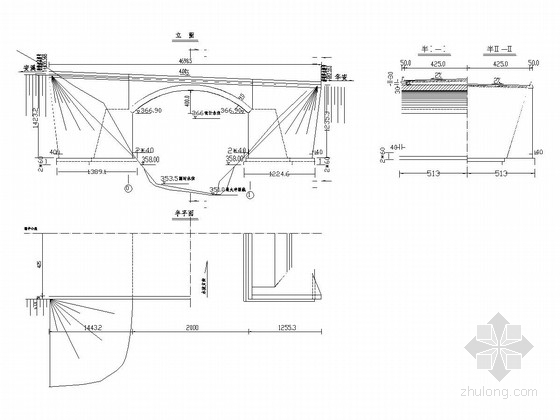 石拱桥建筑施工图资料下载-1-47m石拱桥全套施工图（12张）