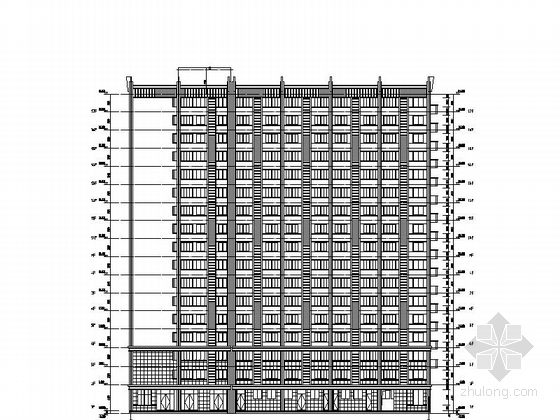 [江苏]17层现代风格商务酒店设计施工图-17层现代风格商务酒店设计立面图