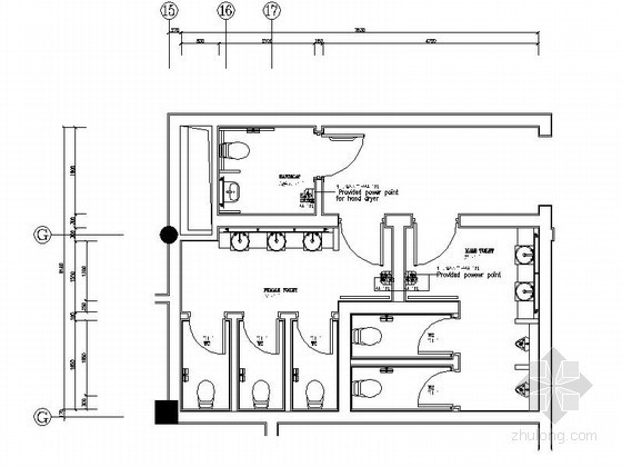 四合院CAD图纸下载资料下载-四合院度假酒店卫生间装修施工图