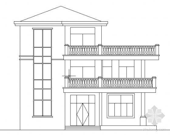 三层小别墅cad图纸资料下载-某三层小别墅建筑方案图