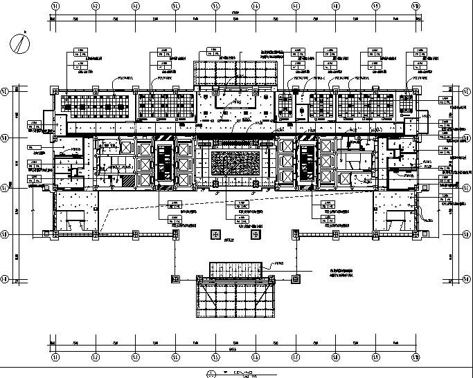 中石油驻乌鲁木齐指挥中心办公大楼设计施工图（附效果图）-顶面布置图