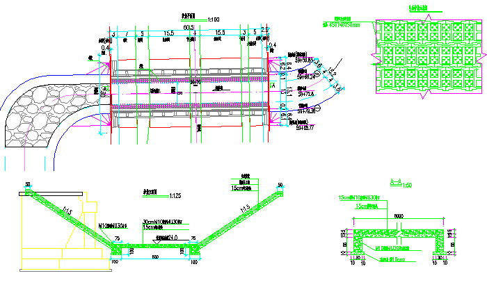 2016年设计60.5m宽跨河单跨13米简支T梁桥图纸37张CAD（C50混凝土，2015桥梁新规范）-护坡构造图