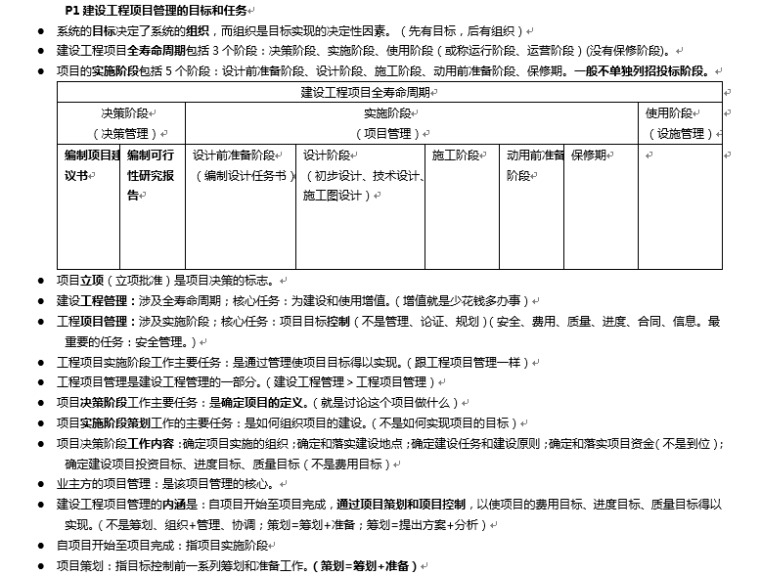 2018年一建项目管理考试重点总结（45页，内容完整）-建设工程项目管理的目标和任务