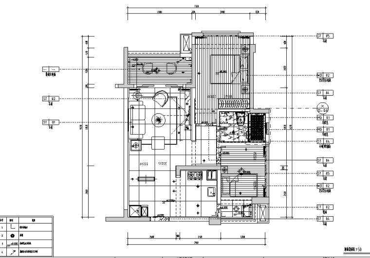 北欧风格二居室住宅设计施工图（附效果图+模型）-地面铺贴图