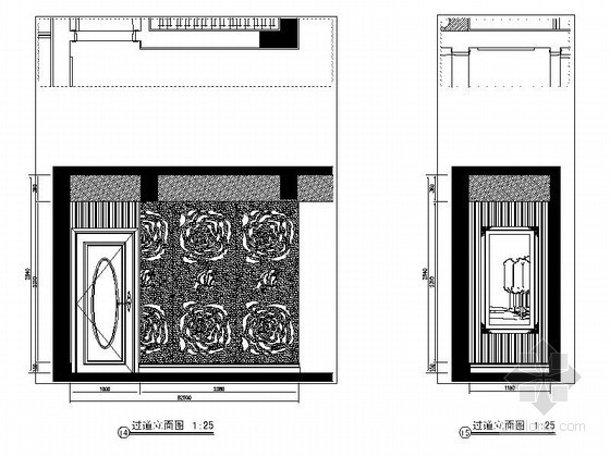 欧式立面CAD图资料下载-[重庆]某欧式四居室过道立面图