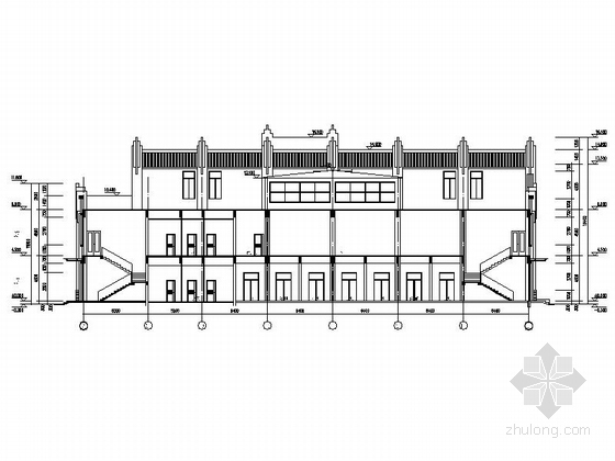 简欧风格两层菜市场及超市建筑施工图-简欧风格两层菜市场及超市建筑剖面图