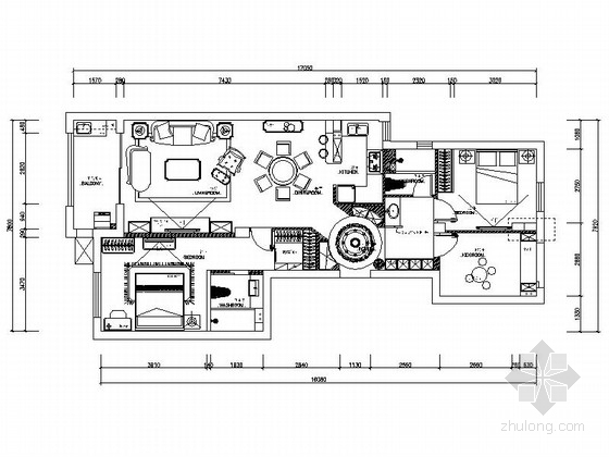 法式居室设计资料下载-[宁波]高端法式社区简欧三居室装修施工图（含效果）
