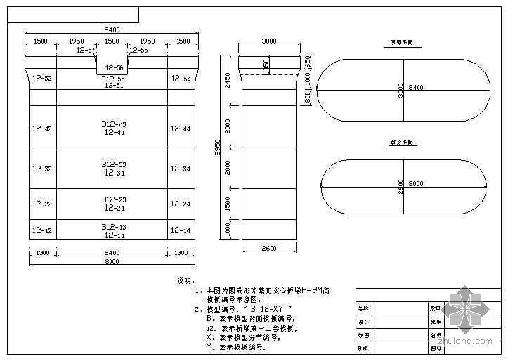 圆端形等截面实心桥墩模板图-3