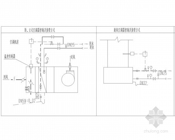 [广州]多层商业裙楼暖通空调系统设计施工图（大院作品）-空调器控制及接管方式 