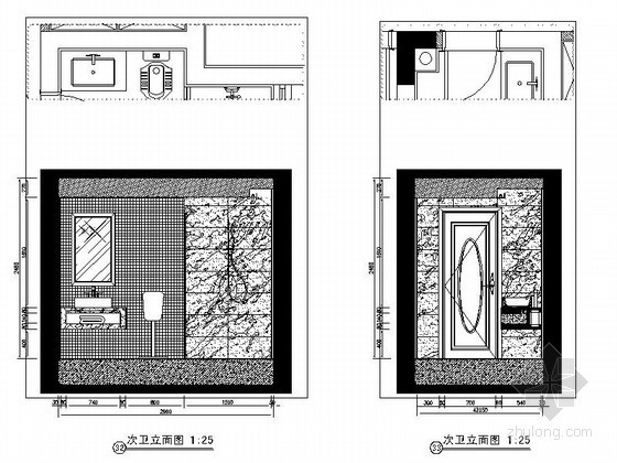 三室一厅一卫立面图资料下载-[重庆]某欧式四居室次卫立面图