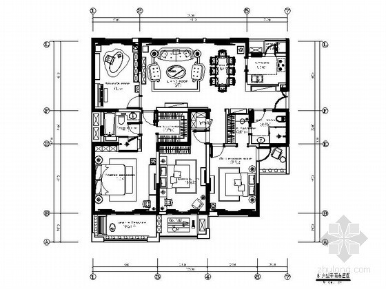 欧式样板房软装方案资料下载-四居室美式样板房装修图