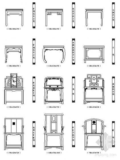 常用施工图例资料下载-常用CAD图例——桌椅类