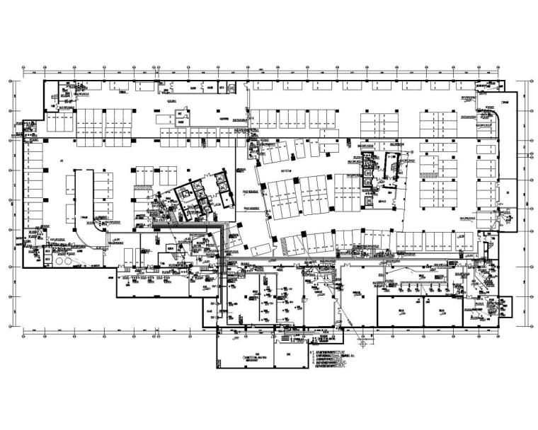 [内蒙古]财富广场5星级高层酒店电气全套施工图（知名大院设计）-地下二层动力及干线平面图
