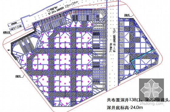 [上海]地铁贯穿深基坑地下连续墙加四道内支撑支护施工方案专家评审（施工组织详细）-降水井布置