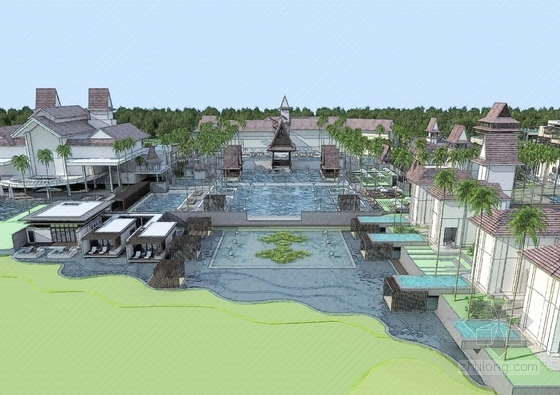 [海南]东南亚温泉度假村景观规划设计方案-景观效果图