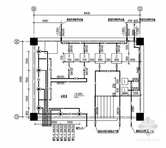 cad地下室消防资料下载-高层地下室水泵房设计图