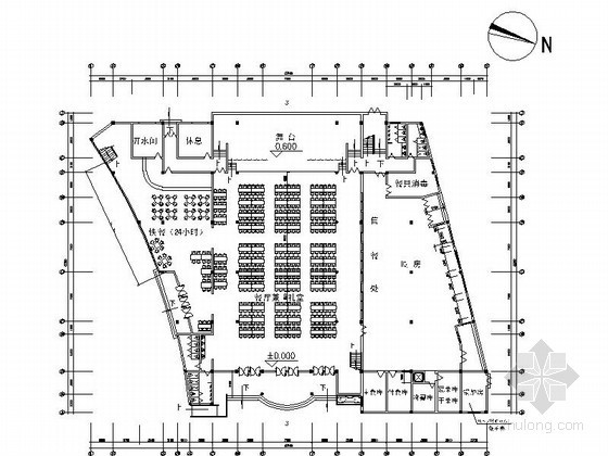 某二层食堂（礼堂）建筑方案图-平面 