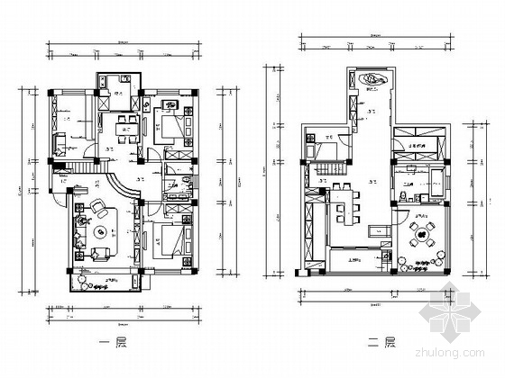 四层小别墅室内设计资料下载-精品温馨雅致现代简约风格两层小别墅装修室内设计施工图（含效果）