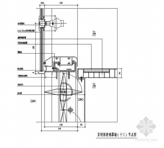明框玻璃幕墙节点图资料下载-某明框玻璃幕墙（十三）节点图