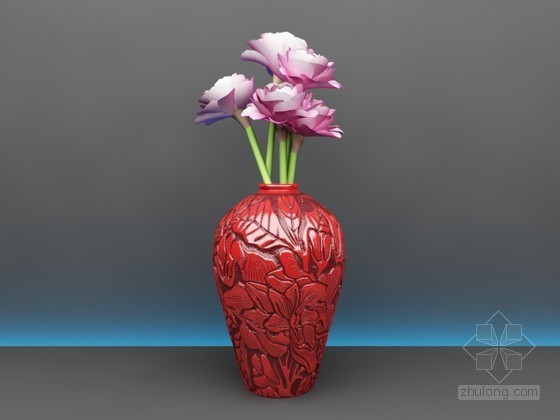 装饰花瓶3D模型资料下载-红色花瓶3D模型下载