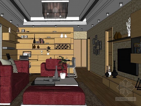 特拉维夫现代住宅资料下载-现代住宅室内SketchUp模型下载