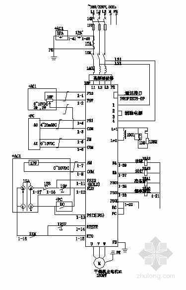 接触器照明控制原理图资料下载-变频器控制原理图
