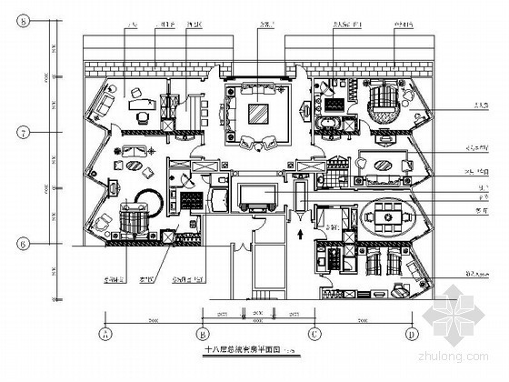 主题酒店套房平面图资料下载-[深圳]某商务酒店总统套房平面图