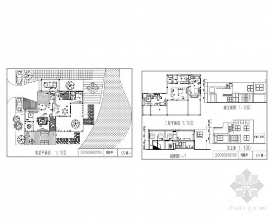 [课程设计]某二层独栋别墅建筑方案图- 