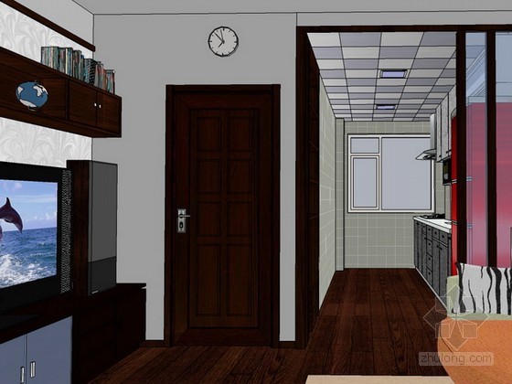 单身公寓室内设计模型资料下载-单身公寓sketchup模型下载