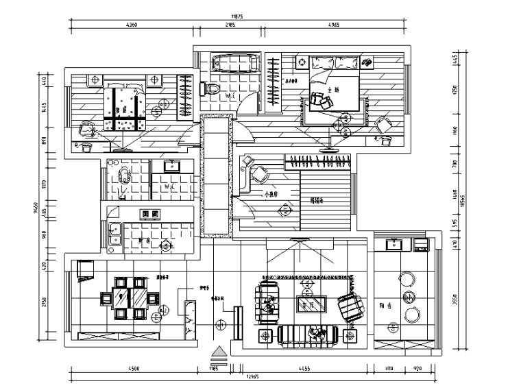 现代风格合院住宅资料下载-现代风格三居室住宅设计施工图（附效果图）
