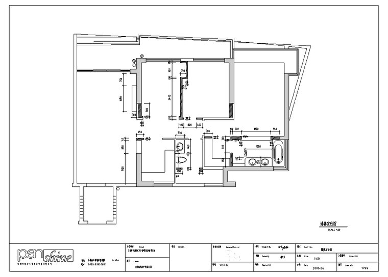 三亚时代海岸C1户型样板间黄色西班牙室内设计施工图-墙体定位图