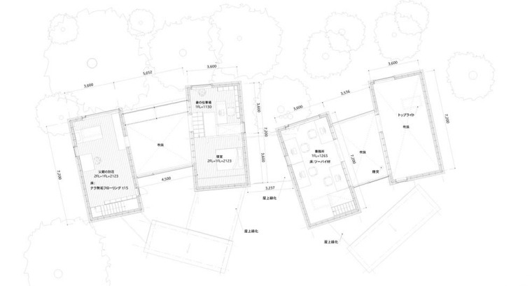 日本多层次空间木结构办公建筑平面图 (12)