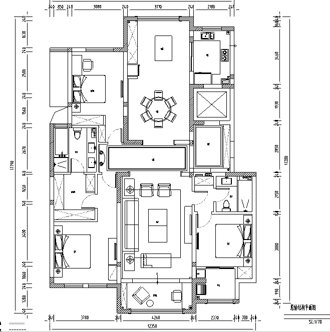 美式风格装修厨房效果图资料下载-紫金城—180㎡美式轻奢住宅设计施工图及效果图